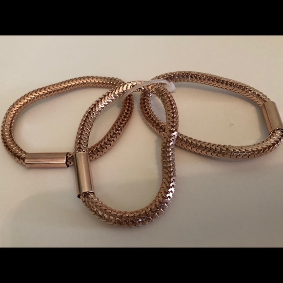NEW CUTE STACK COIL ROSE GOLD BRACELETS 3pk - Picture 5 of 5